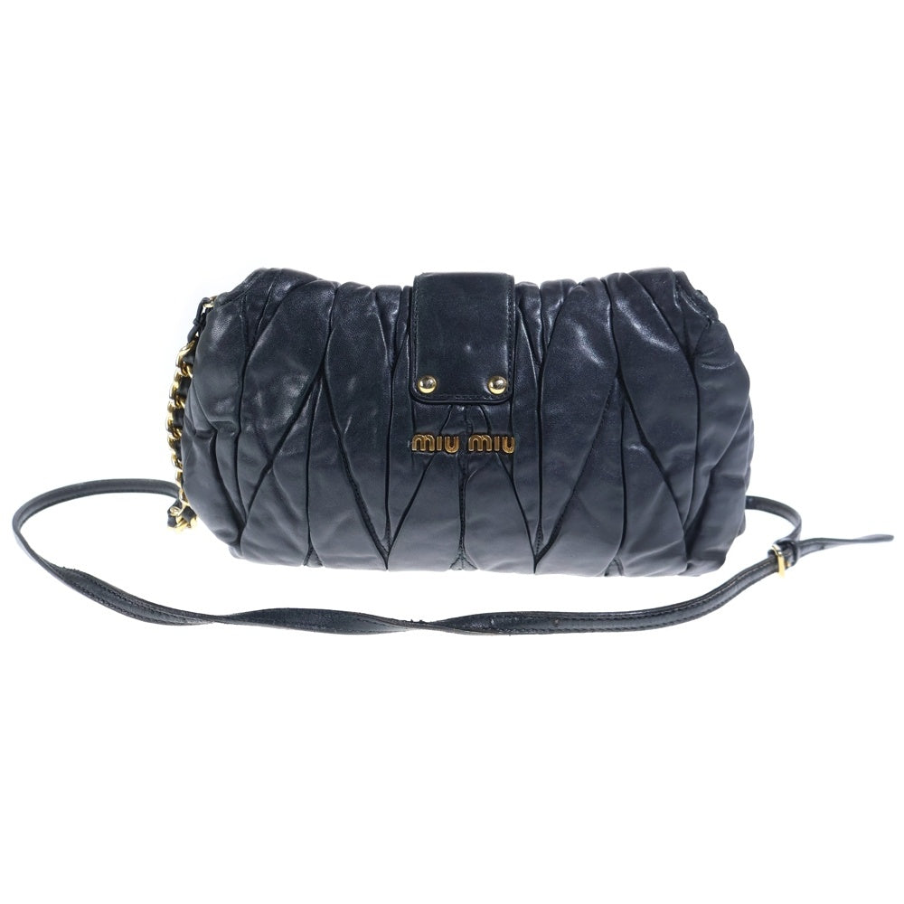 miumiu(ミュウミュウ) マテラッセ チェーンショルダーバッグ ハンドバッグ ブラック レザー ゴールド金具 レディース