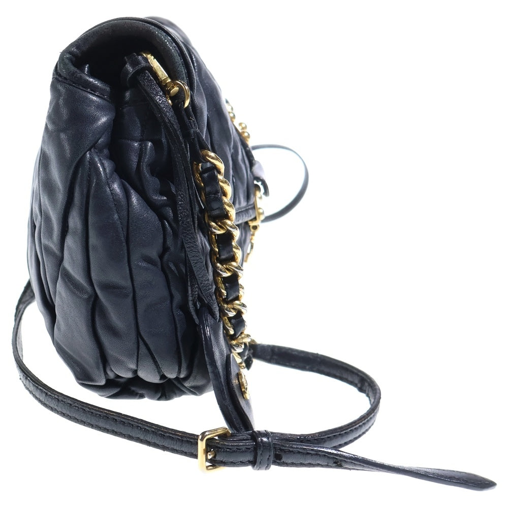 miumiu(ミュウミュウ) マテラッセ チェーンショルダーバッグ ハンドバッグ ブラック レザー ゴールド金具 レディース