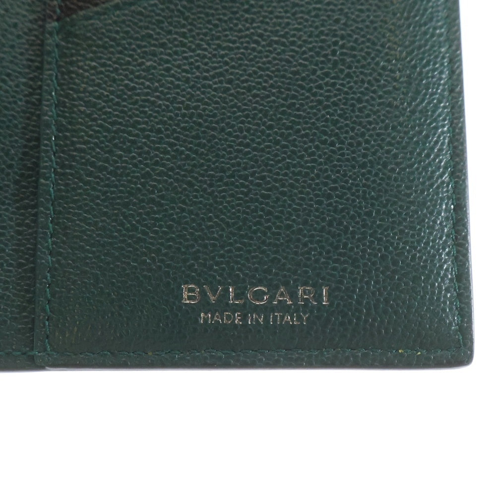 BVLGARI(ブルガリ) ブルガリブルガリ 二つ折り長財布 ロングウォレット カードケース ブラック×グリーン レザー 291156 シルバー金具
