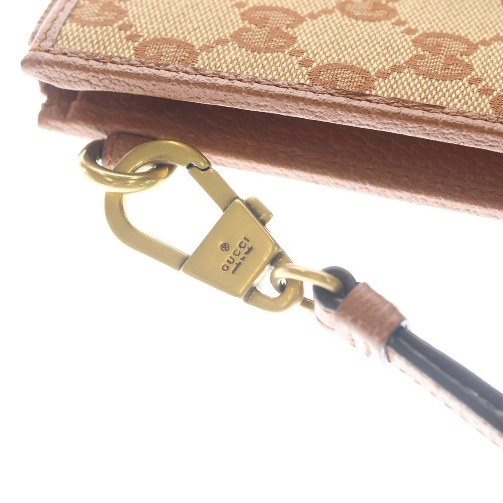 GUCCI(グッチ) GGキャンバス NY刺繍 クラッチ セカンドバッグ ゴールド金具 ベージュ 547796