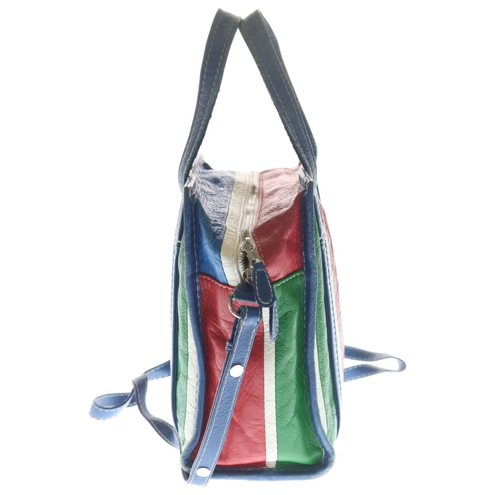 BALENCIAGA(バレンシアガ) バザールショッパーXS レザー マルチカラー 2WAY ハンド トートバッグ シルバー金具 ブルー/レッド 452458