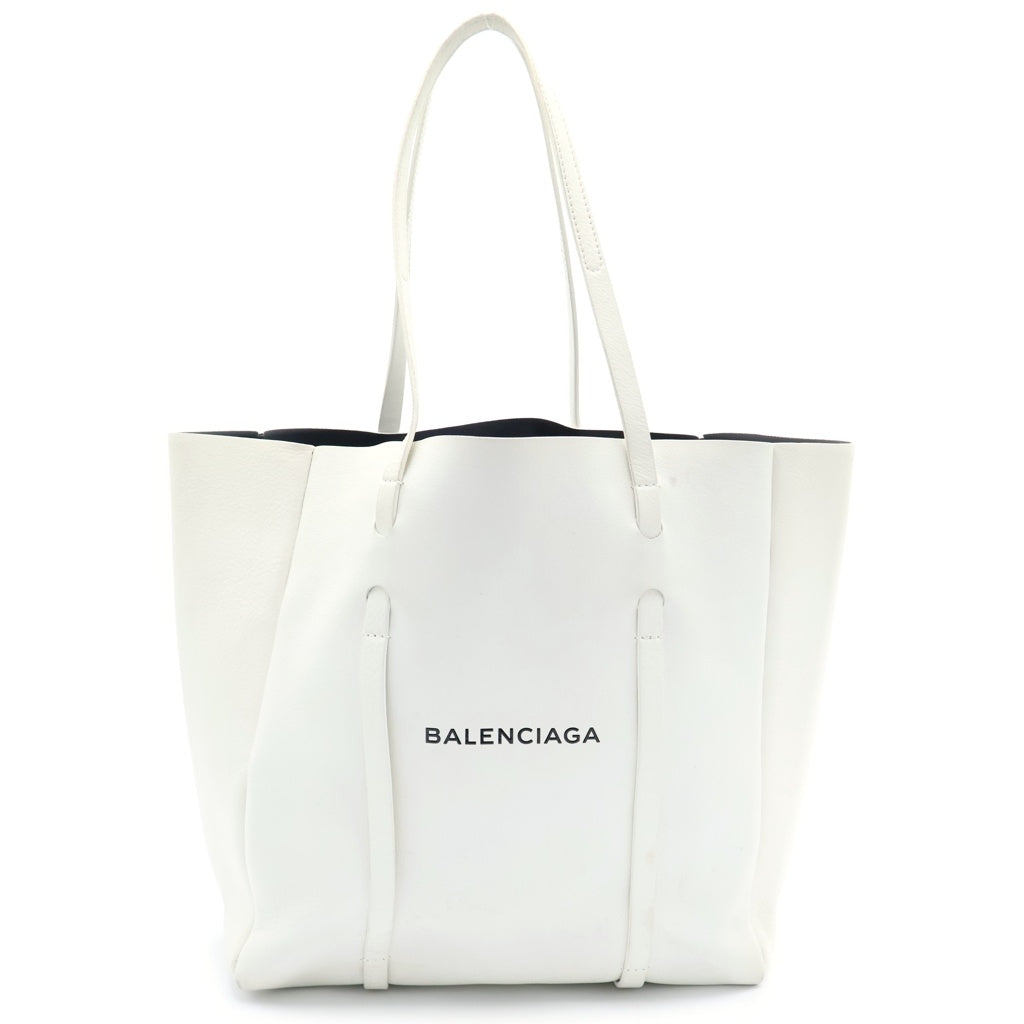 BALENCIAGA(バレンシアガ) エブリデイトートS ロゴプリント レザー トートバッグ ホワイト 475199