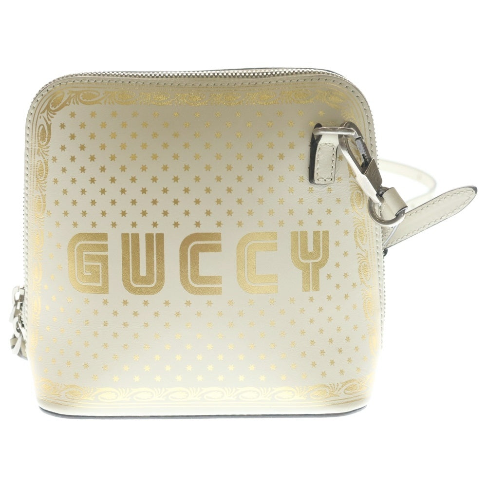 GUCCI(グッチ) ロゴプリント レザー ショルダーバッグ シルバー金具 アイボリー 511189 レディース
