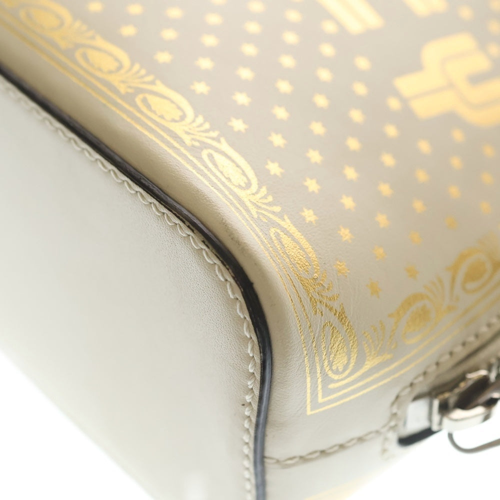 GUCCI(グッチ) ロゴプリント レザー ショルダーバッグ シルバー金具 アイボリー 511189 レディース