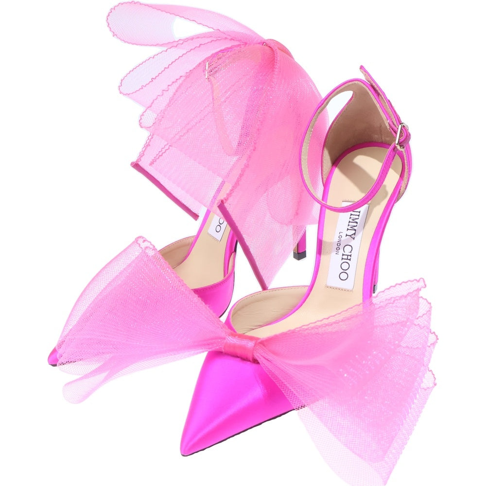 JIMMY CHOO(ジミーチュウ) オーガンジー リボン ポインテッドトゥ ヒール パンプス シューズ ピンク レディース