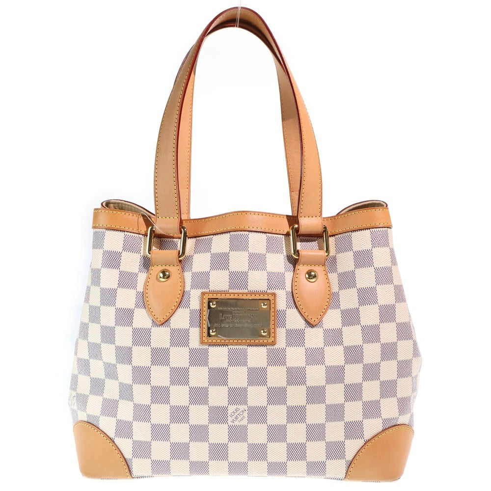 LOUIS VUITTON(ルイヴィトン) ダミエアズール ハムステッドMM トートバッグ ハンドバッグ アイボリー×ブラウン レザー×PVC N51206 ゴールド金具 レディース