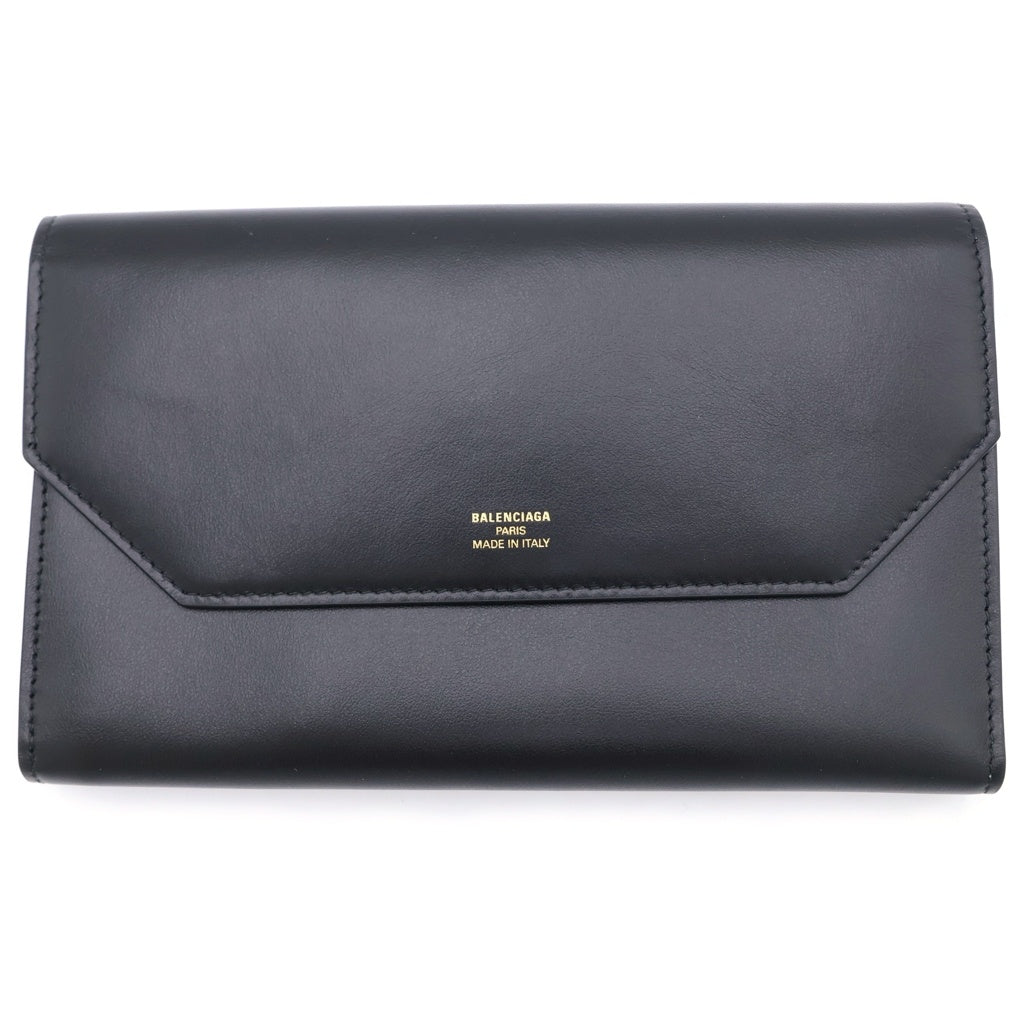 BALENCIAGA(バレンシアガ) エンベロープ スリムロングウォレット 長財布 カードケース ブラック×グレー レザー 743220 レディース
