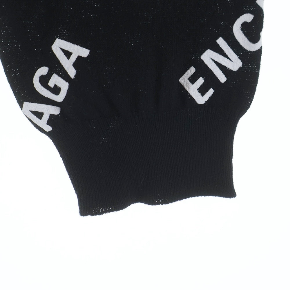 BALENCIAGA(バレンシアガ) オールオーバーロゴ 総柄プリント コットンニット トップス ブラック レディース 695458