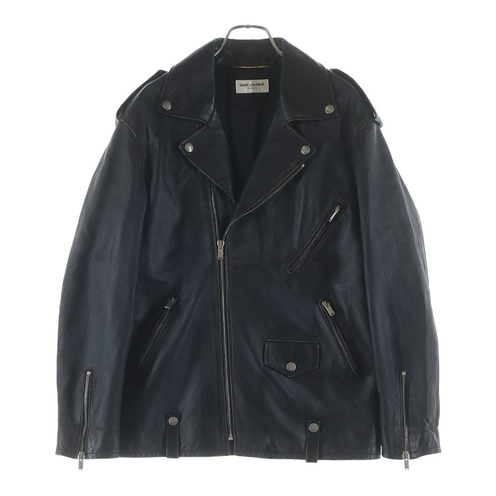 SAINT LAURENT PARIS(サンローランパリ) ユーズド加工 ラムレザー ダブル ライダースジャケット ブラック 500974 レディース