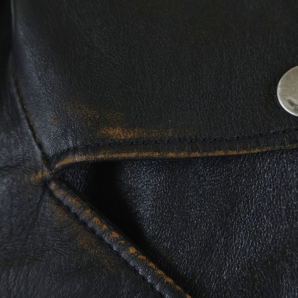 SAINT LAURENT PARIS(サンローランパリ) ユーズド加工 ラムレザー ダブル ライダースジャケット ブラック 500974 レディース
