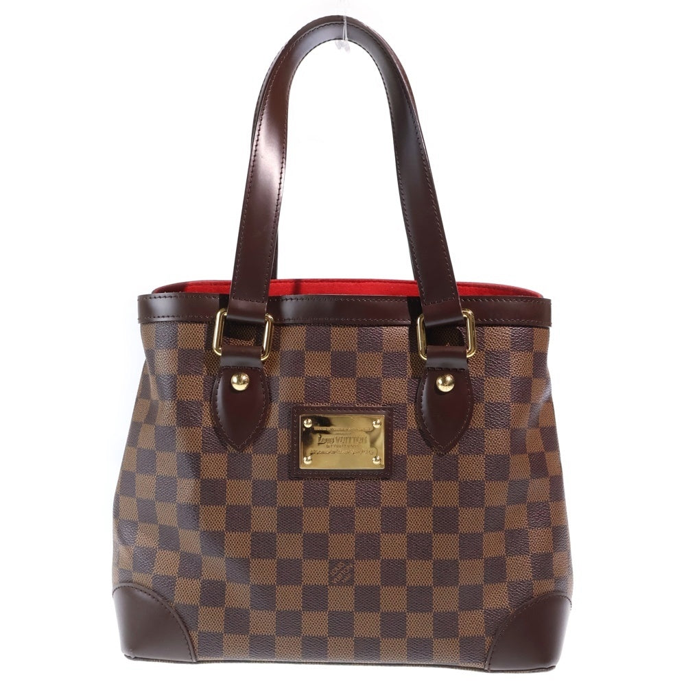 LOUIS VUITTON(ルイヴィトン) ルイヴィトン ダミエ ハムステッドPM トートバッグ ハンドバッグ ブラウン レザー×PVC N51205 ゴールド金具 レディース