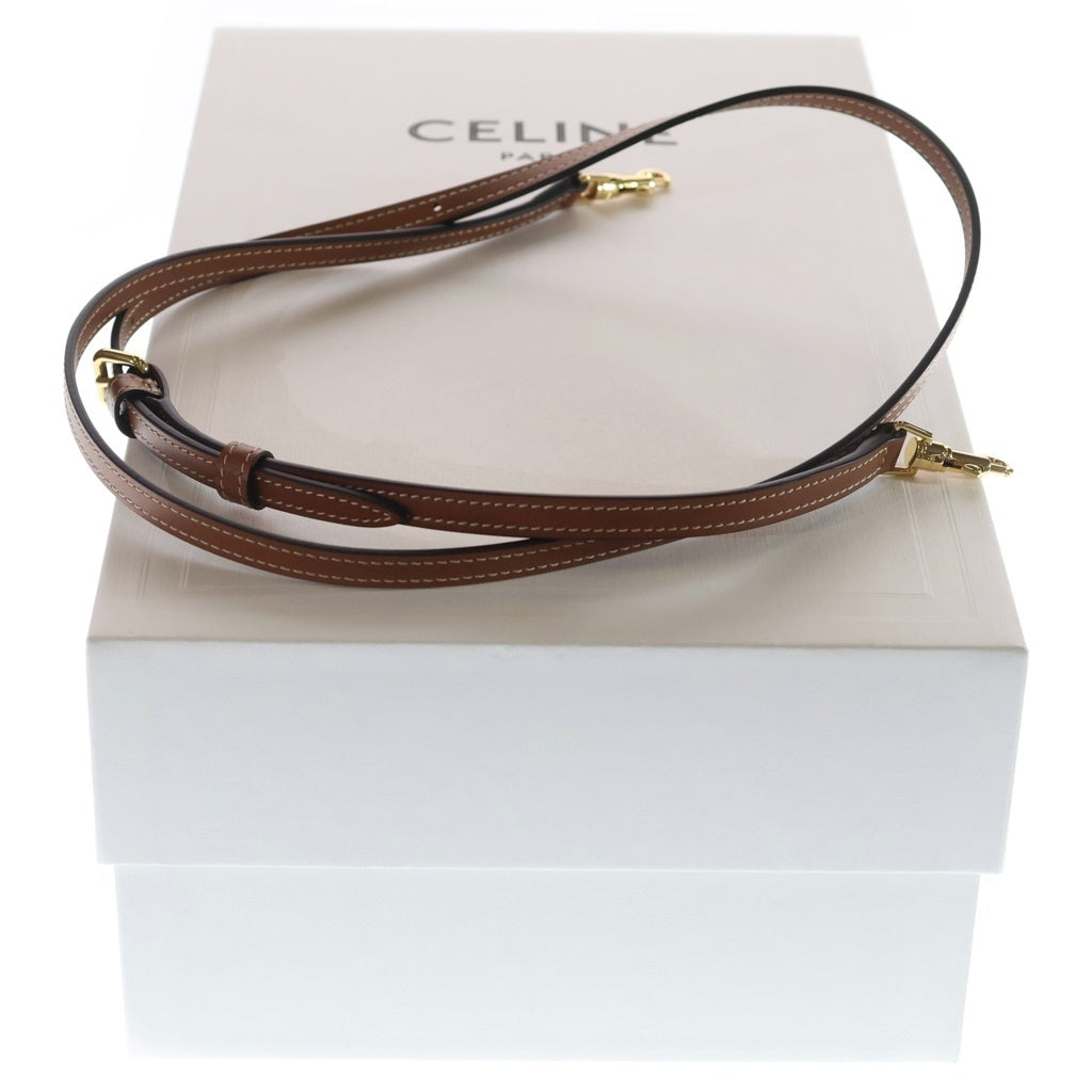 CELINE(セリーヌ) セリーヌ スモール ボストン トリオンフ ショルダーバッグ ミニバッグ インディゴブルー×ブラウン レザー×デニム ゴールド金具 レディース
