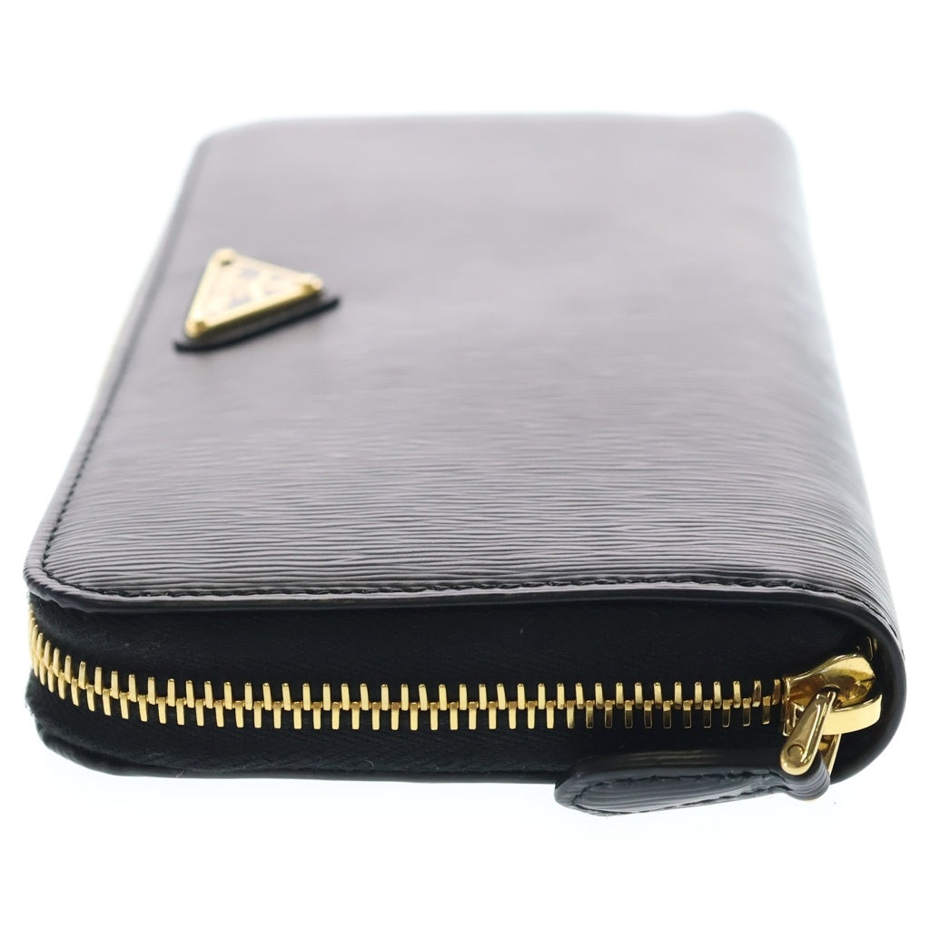 PRADA(プラダ) プラダ サフィアーノ ラウンドファスナーウォレット ロングウォレット 長財布 カードケース ブラック レザー ゴールド金具 レディース