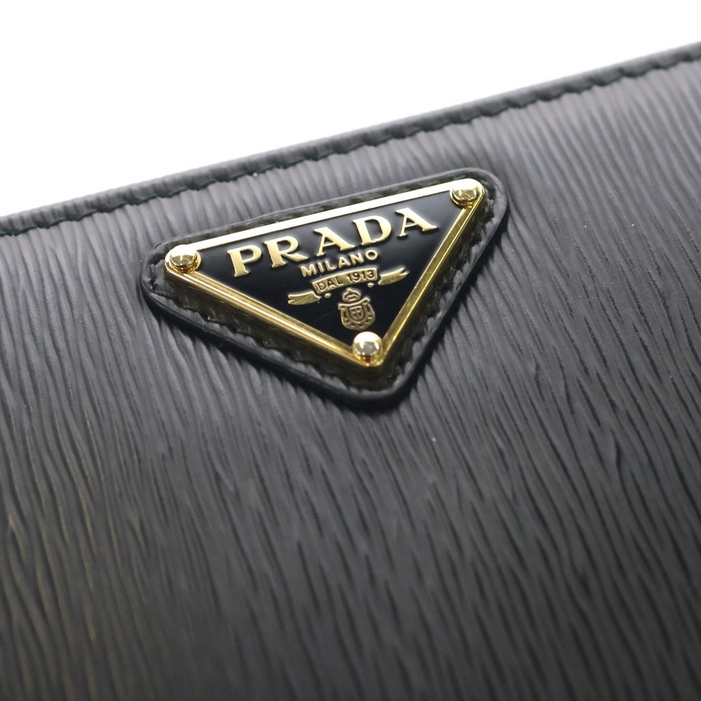 PRADA(プラダ) プラダ サフィアーノ ラウンドファスナーウォレット ロングウォレット 長財布 カードケース ブラック レザー ゴールド金具 レディース