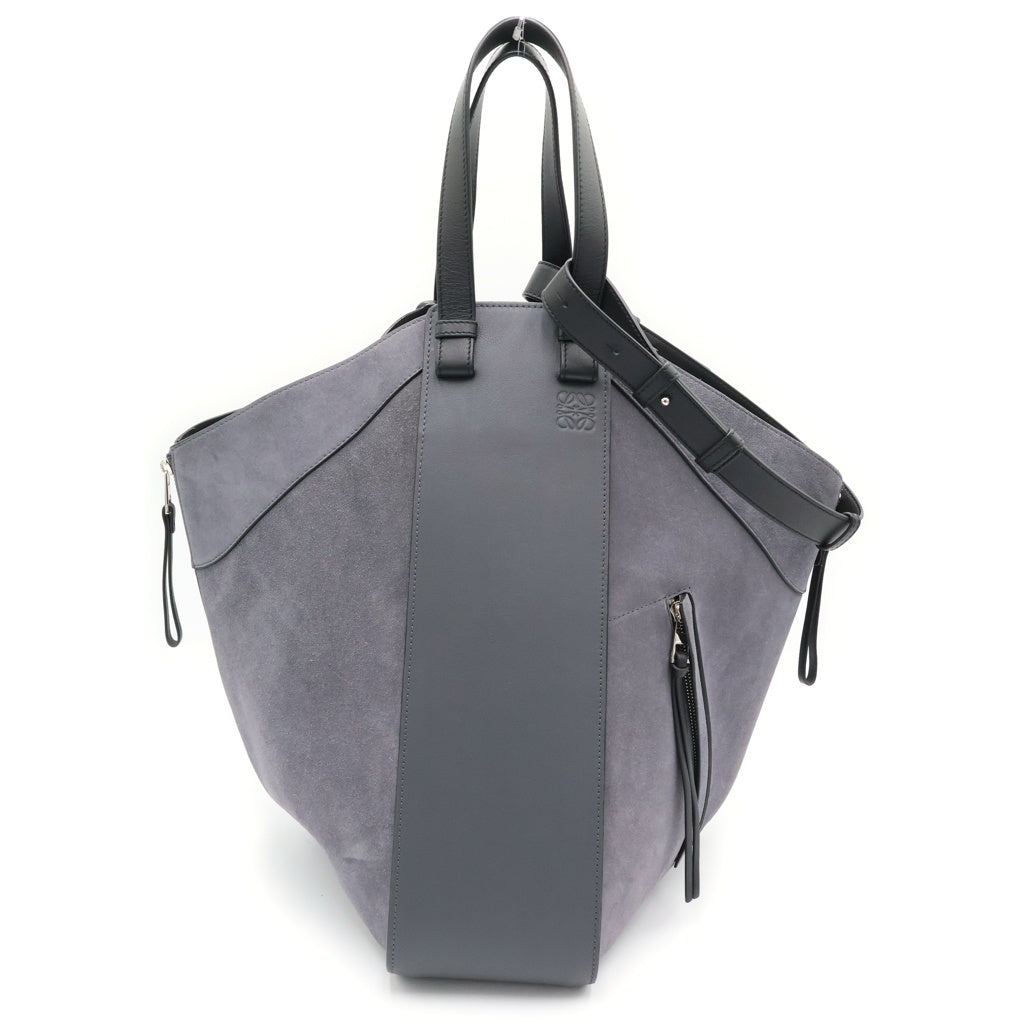 LOEWE(ロエベ) ロエベ ハンモック スエードコンビネーション ショルダーバッグ グレー レザー×スエード シルバー金具 レディース