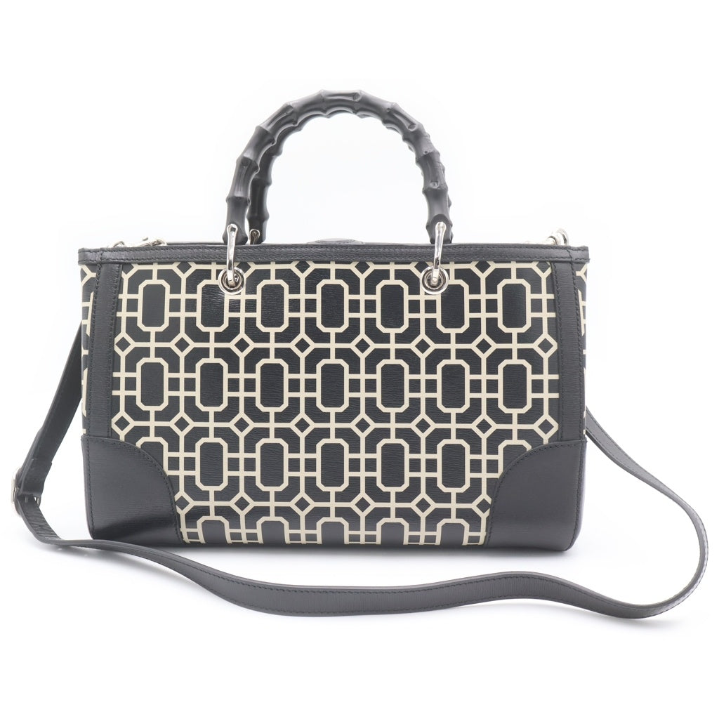 GUCCI(グッチ) グッチ バンブー ショッパー ミディアム 2WAYバッグ ショルダーバッグ ハンドバッグ ブラック レザー 323660 シルバー金具 レディース