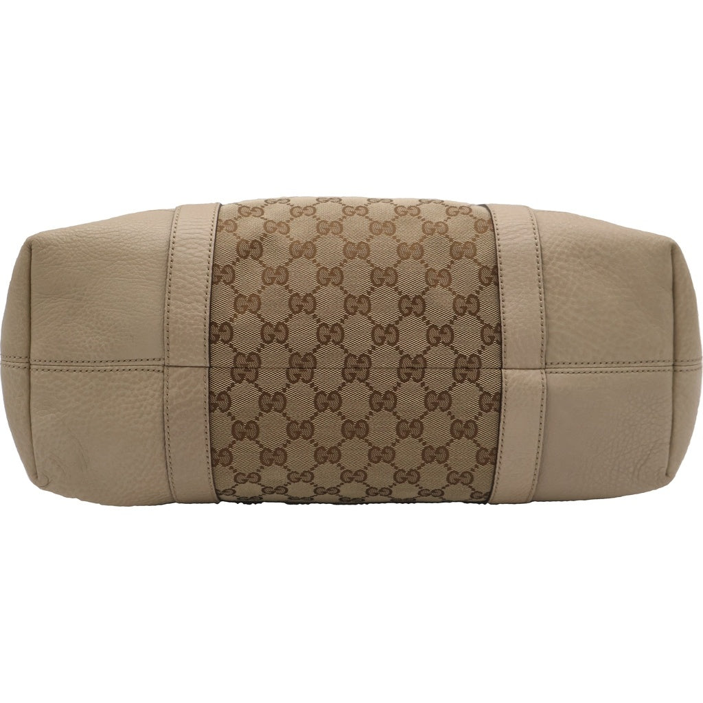 GUCCI(グッチ) グッチ GGキャンバス トートバッグ ハンドバッグ ベージュ レザー×キャンバス 353122 ゴールド金具 レディース