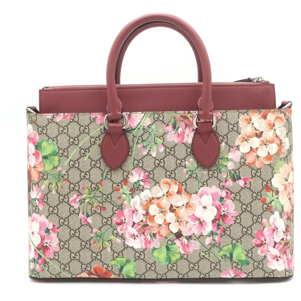 GUCCI(グッチ) グッチ GGブルームス ハンドバッグ 2WAY ショルダーバッグ ベージュ×ピンク レザー×PVC 409533 シルバー金具 レディース