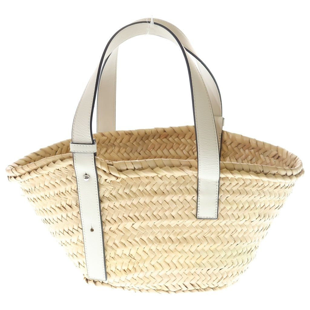 LOEWE(ロエベ) ロエベ アナグラム カゴバッグ ハンドバッグ スモール ベージュ×ホワイト レザー×ラフィア 412124 レディース