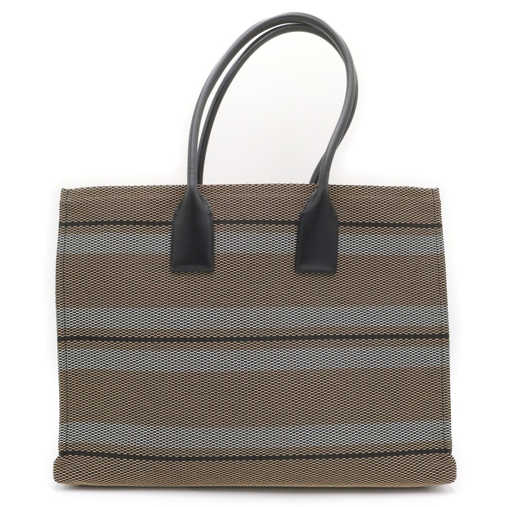 FERRAGAMO(フェラガモ) フェラガモ ボーダーロゴ ハンドバッグ トートバッグ ブラック×ベージュ レザー GG214955 ゴールド金具 レディース