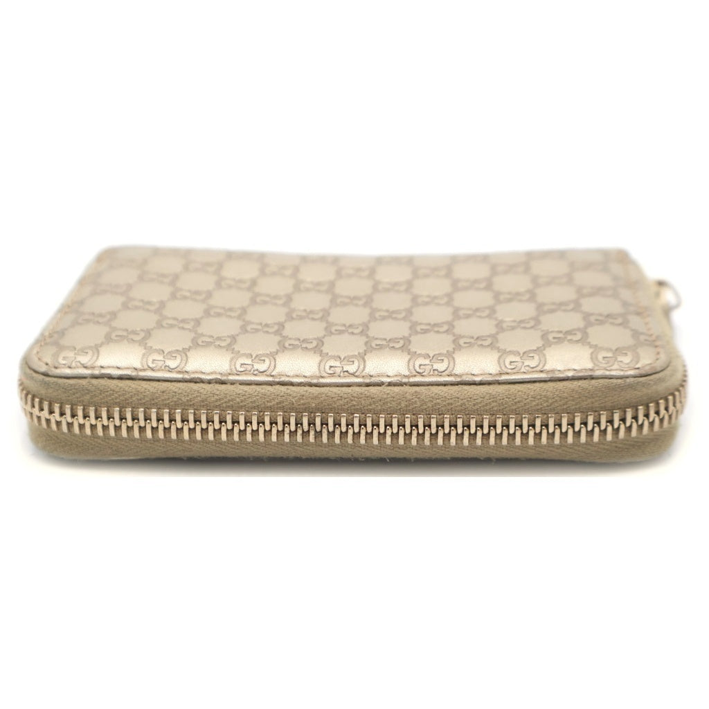 GUCCI(グッチ) マイクログッチシマ ラウンドファスナーカードケース ミニ財布 コインケース ゴールド レザー 255452 ゴールド金具 レディース