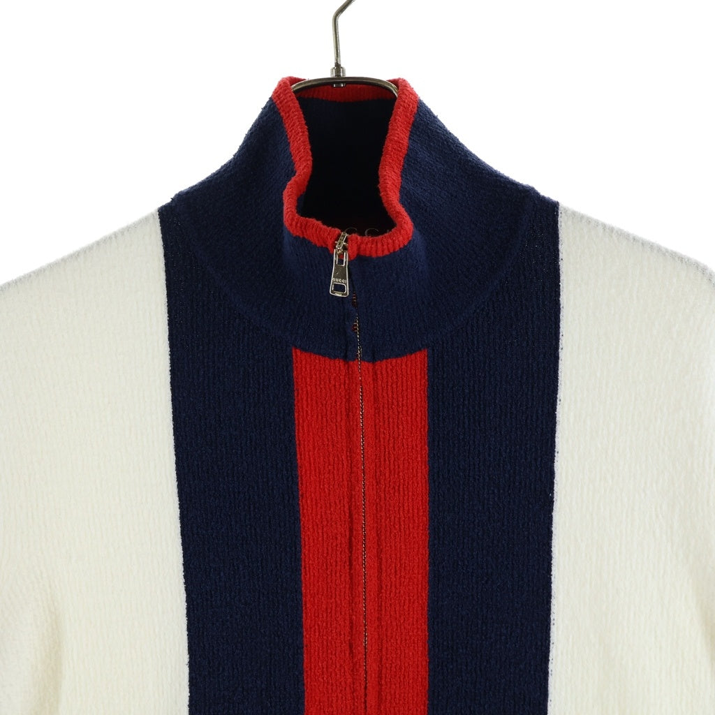 GUCCI(グッチ) グッチ ウェブニットカーディガン ホワイト×レッド×ネイビー S 788802 XKD13 レディース