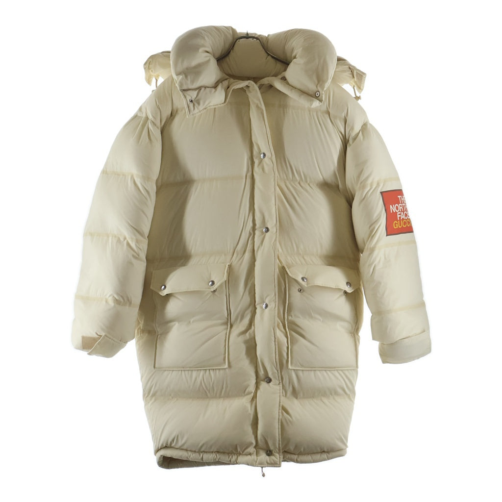 GUCCI(グッチ) 22SS ロゴプリント フーデッド ダウン ロングジャケット コート アイボリー 671794