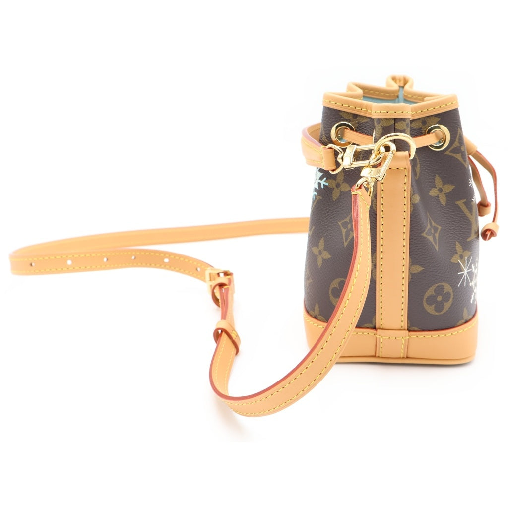 LOUIS VUITTON(ルイヴィトン) モノグラム ヴィヴィエンヌホリデー ナノノエ ショルダーバッグ ミニバッグ ブラウン レザー×PVC M12221 ゴールド金具 レディース