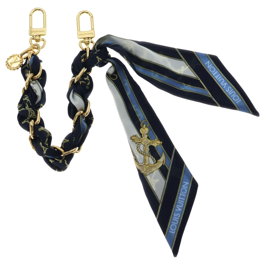 LOUIS VUITTON(ルイヴィトン) バッグチャーム・ノーティカル ブルー キーホルダー ネイビー シルク M01812 ゴールド金具 レディース