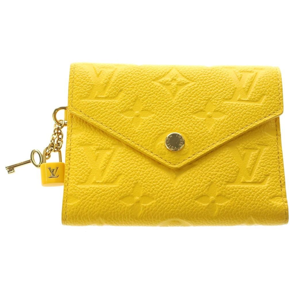 LOUIS VUITTON(ルイヴィトン) モノグラム・アンプラント ポルトフォイユ・ヴィクトリーヌ コンパクトウォレット 三つ折り財布 ギンコイエロー レザー M14156 ゴールド金具 レディース