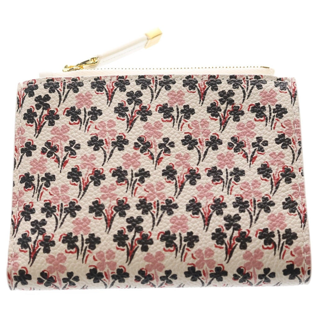 Christian Dior(クリスチャンディオール) カロ ダリアウォレット クローバー 二つ折り財布 コインケース ホワイト レザー ゴールド金具 レディース