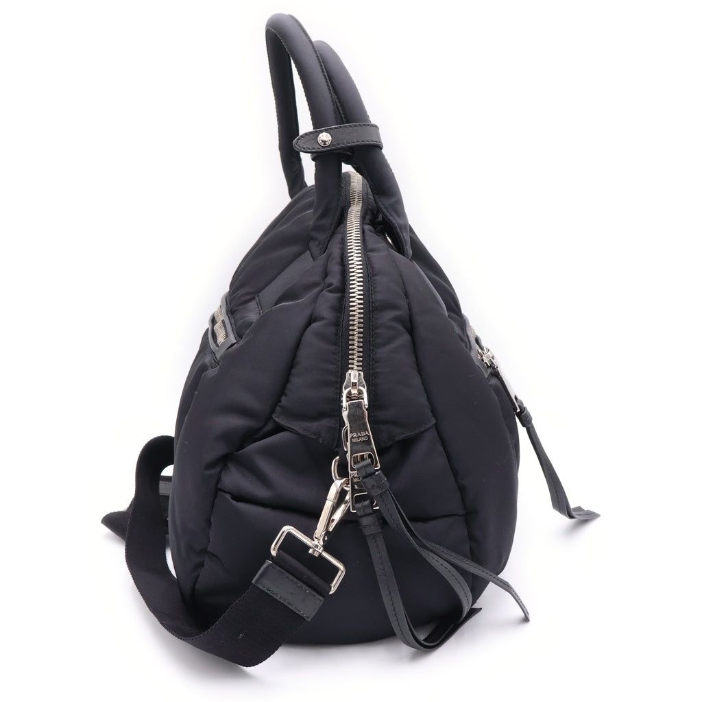 PRADA(プラダ) ボンバー テスート 2WAY ハンドバッグ ショルダーバッグ ブラック ナイロン BL0881 シルバー金具 レディース