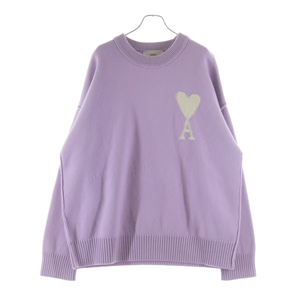 ami paris(アミパリス) クルーネック ウール セーターRN/CA パープル UKS090.KN0090 レディース