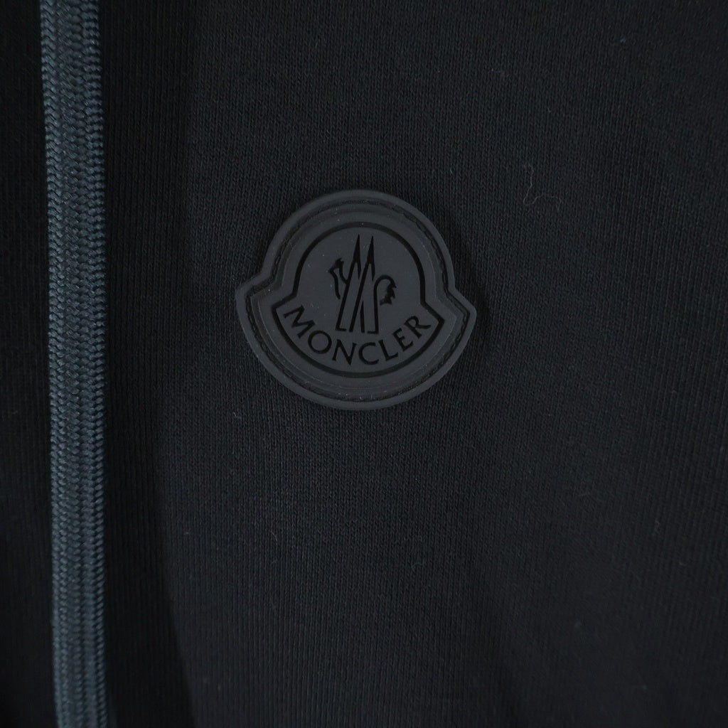 MONCLER(モンクレール) 19AW ラバーワッペンロゴ サイド切り替え ジップアップ スウェットパーカー フーディー ブラック E20918429050 8098U