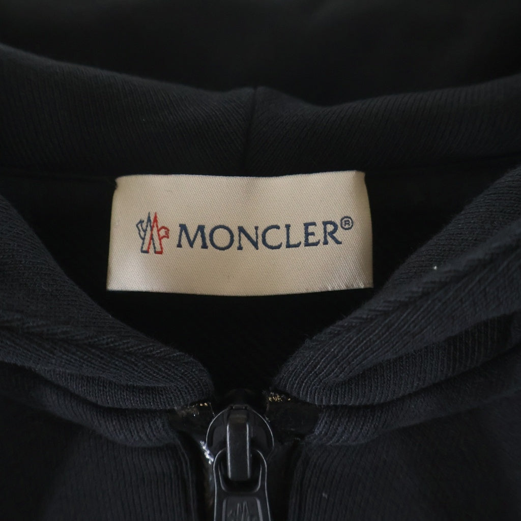 MONCLER(モンクレール) 19AW ラバーワッペンロゴ サイド切り替え ジップアップ スウェットパーカー フーディー ブラック E20918429050 8098U