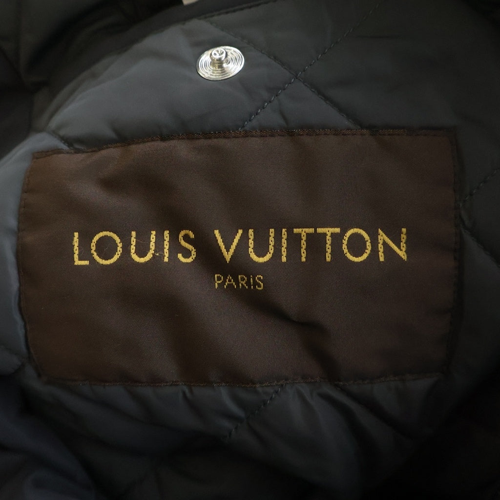 LOUIS VUITTON(ルイヴィトン) レザー切り替え ナイロン ファーフーデッド ジップアップ 中綿 コート ブラック RM102M MRCO41PHN