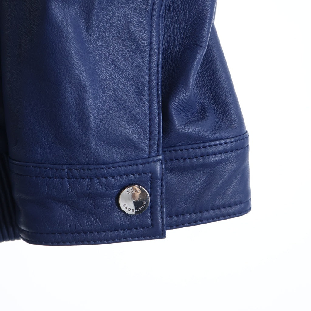 HUGO BOSS(ヒューゴボス) レザー ジップアップ ジャケット ブルー