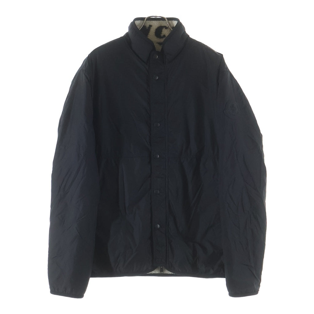 MONCLER(モンクレール) ラバーワッペンロゴ リバーシブル ナイロン ボアフリース ジップアップ ジャケット ブラック/ホワイト F20918G77000 899AJ