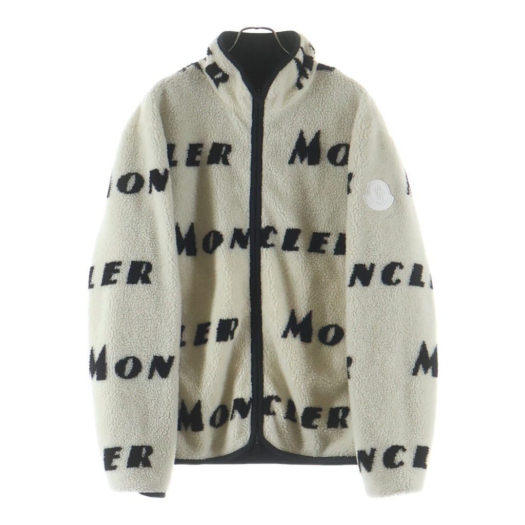 MONCLER(モンクレール) ラバーワッペンロゴ リバーシブル ナイロン ボアフリース ジップアップ ジャケット ブラック/ホワイト F20918G77000 899AJ