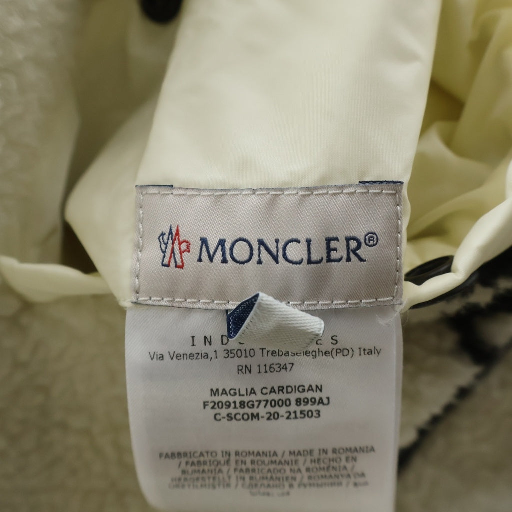 MONCLER(モンクレール) ラバーワッペンロゴ リバーシブル ナイロン ボアフリース ジップアップ ジャケット ブラック/ホワイト F20918G77000 899AJ