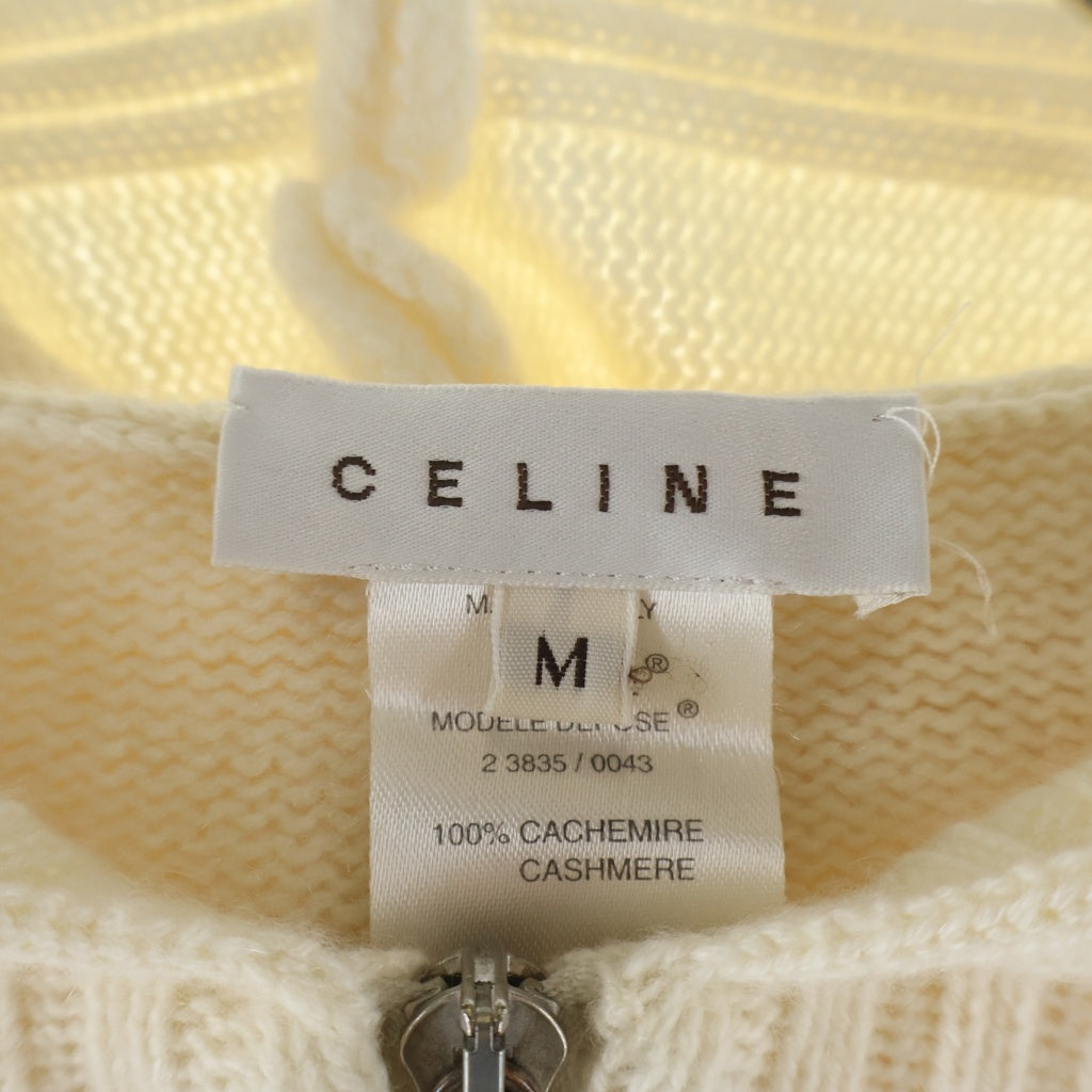 CELINE(セリーヌ) カシミヤニット ジップアップパーカー フーディー アイボリー 2 3835/0043 レディース