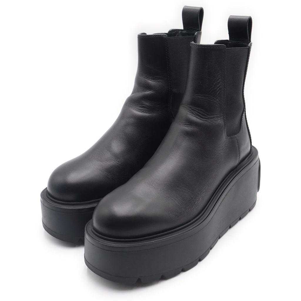 VALENTINO GARAVANI(ヴァレンチノガラヴァーニ) レザー サイドゴア 厚底 プラットフォーム ショートブーツ ブラック レディース