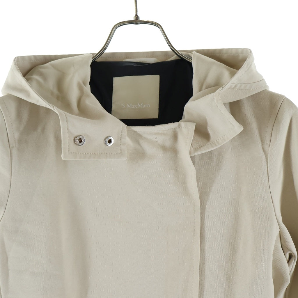 S MAX MARA(エス マックスマーラ) ダブルブレスト フーデッド ジップアップ コート アイボリー レディース