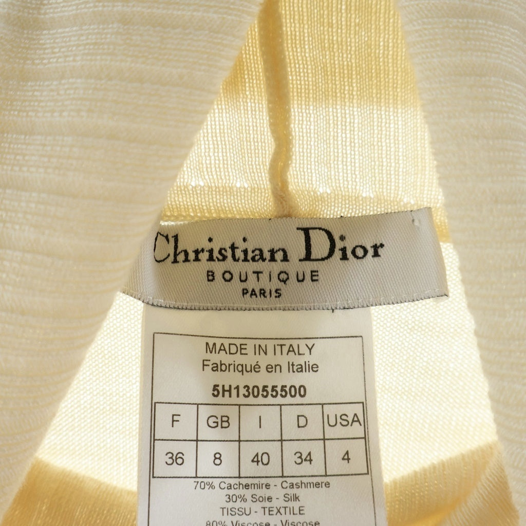 Christian Dior(クリスチャンディオール) タートルネック 裾ポケット カットオフ シルク混 カシミヤ ニット セーター アイボリー 5H13055500 レディース