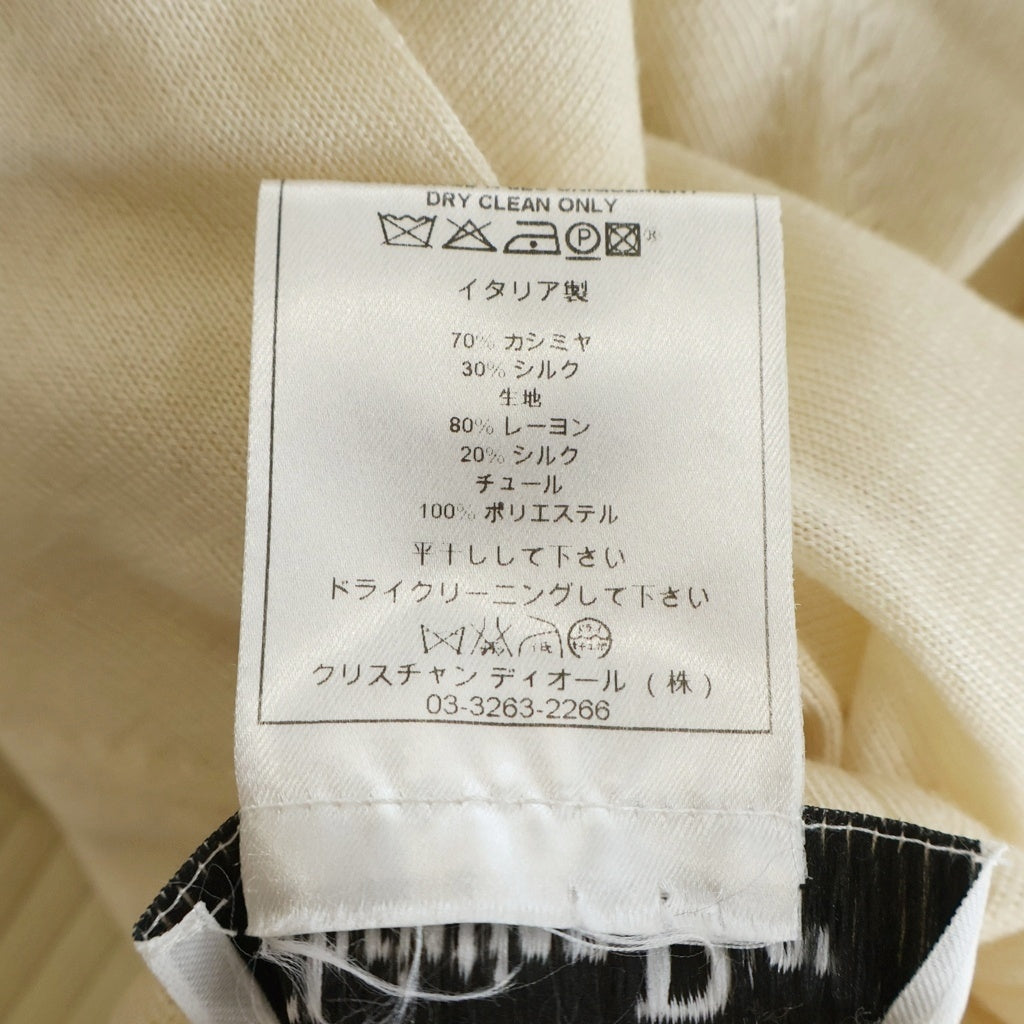 Christian Dior(クリスチャンディオール) タートルネック 裾ポケット カットオフ シルク混 カシミヤ ニット セーター アイボリー 5H13055500 レディース