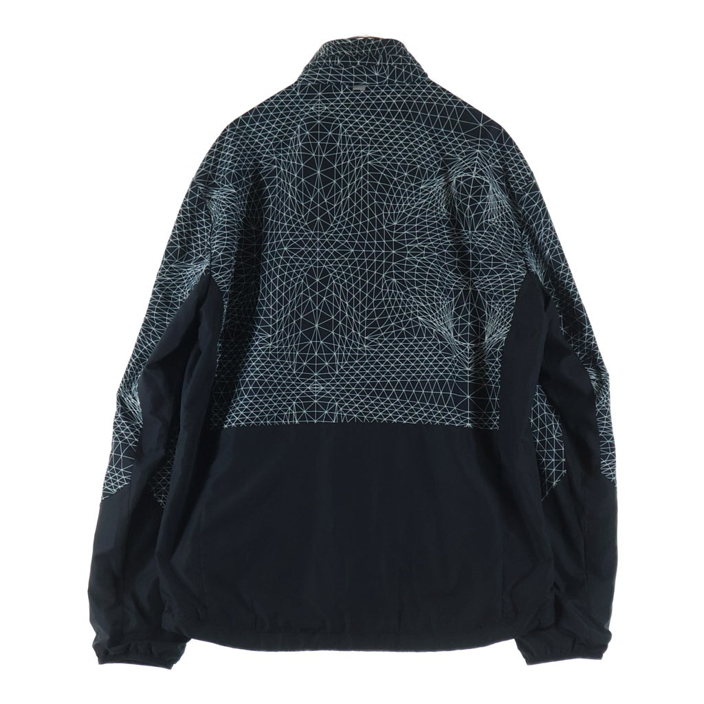 EMPORIO ARMANI EA7(エンポリオアルマーニイーエーセブン) ロゴプリント 幾何学柄切り替え ナイロン ジップアップ トラックジャケット ブラック 3YPB05 PN28Z
