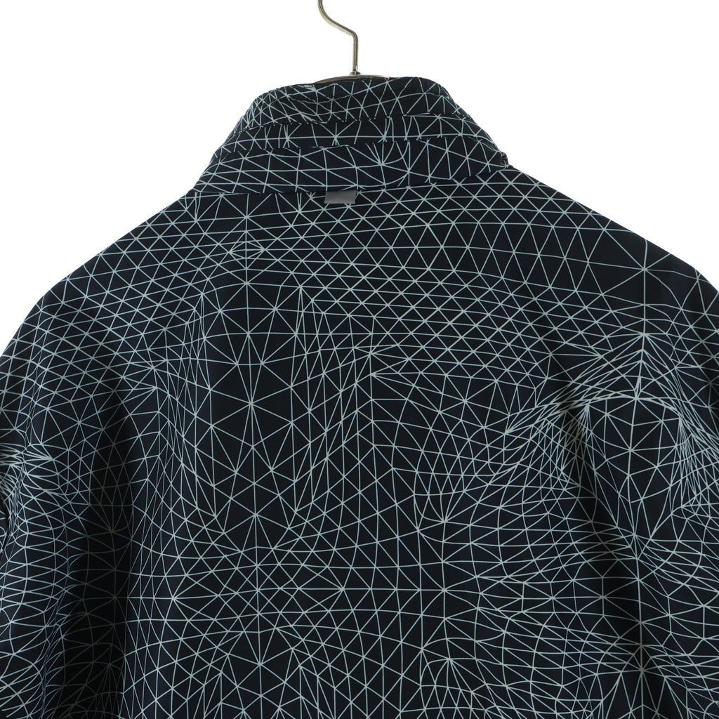 EMPORIO ARMANI EA7(エンポリオアルマーニイーエーセブン) ロゴプリント 幾何学柄切り替え ナイロン ジップアップ トラックジャケット ブラック 3YPB05 PN28Z