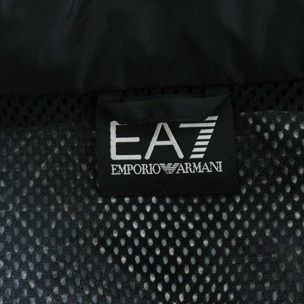 EMPORIO ARMANI EA7(エンポリオアルマーニイーエーセブン) ロゴプリント 幾何学柄切り替え ナイロン ジップアップ トラックジャケット ブラック 3YPB05 PN28Z