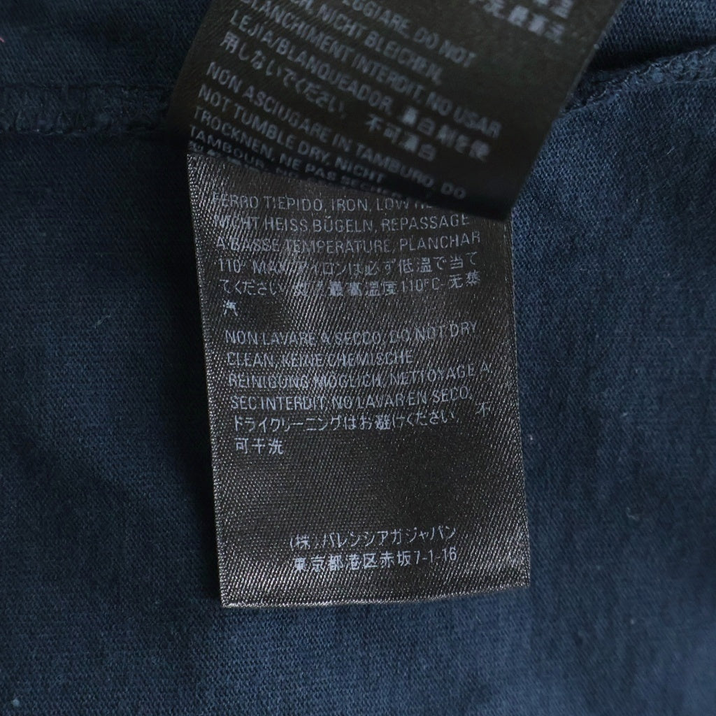 BALENCIAGA(バレンシアガ) 19AW 裾ロゴタグ クルーネック 半袖Tシャツ カットソー ネイビー 583917