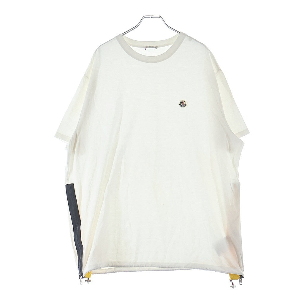 MONCLER(モンクレール) 20SS ワッペンロゴ サイドジップ ドローコード クルーネック 半袖Tシャツ ホワイト F10918C71400 8390Y
